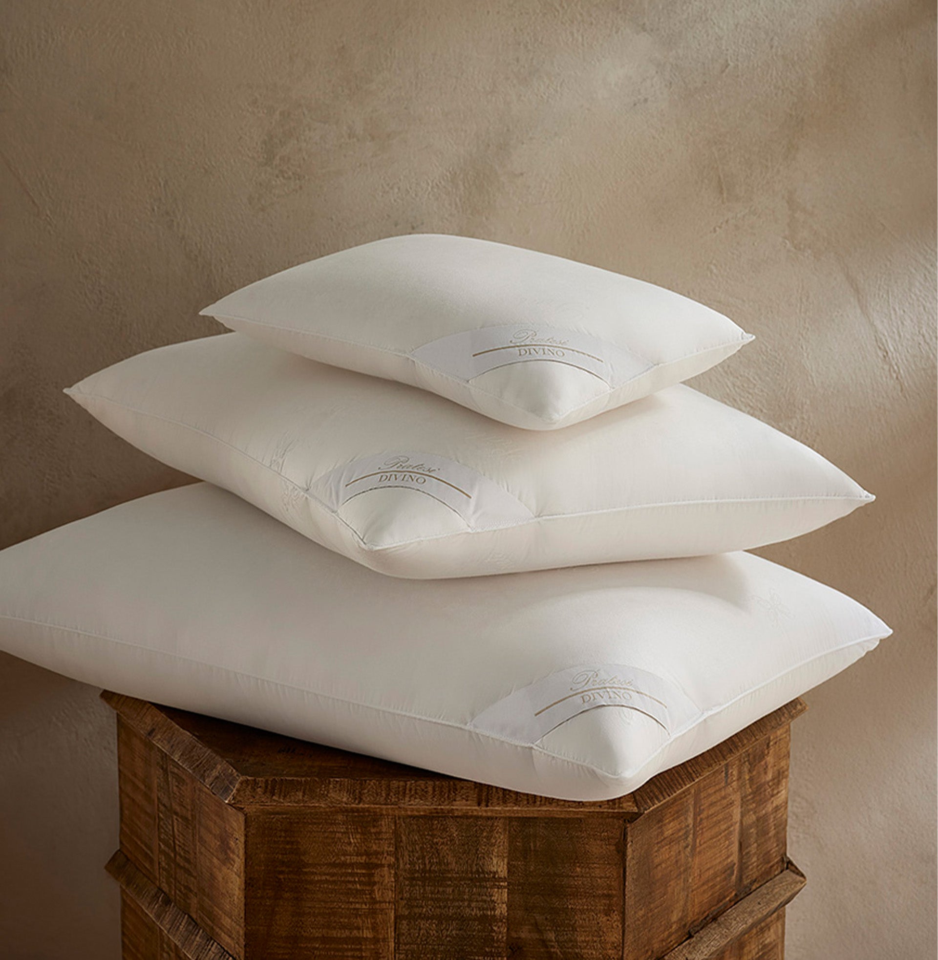 stack of down pillows