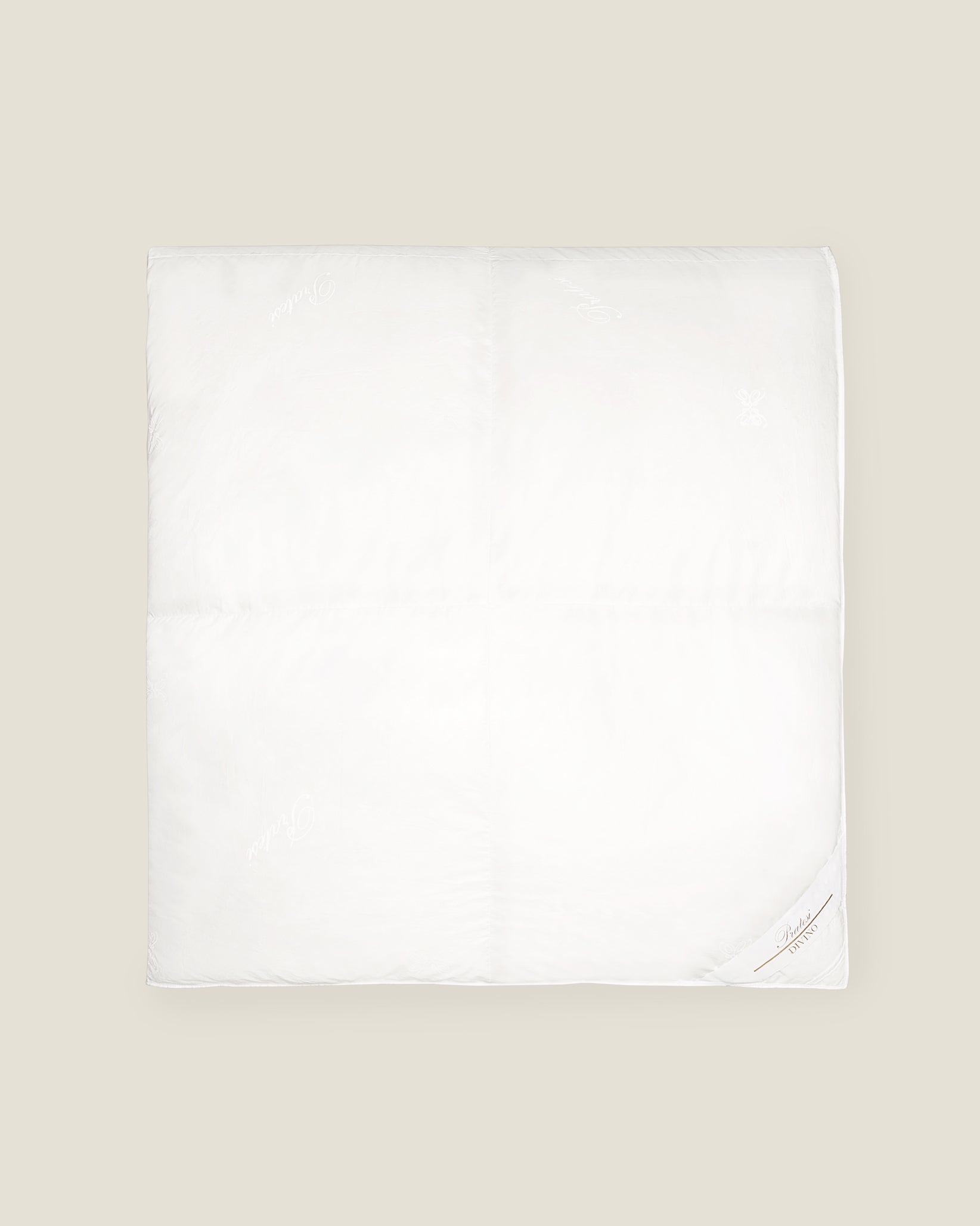 folded white goose down duvet