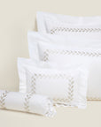 Federico queen, standard, boudoir and neckroll sham in white/antique silver