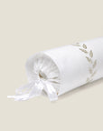 Federico white/antique silver neckroll sham