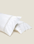 Federico in white/antique silver pillowcase pair