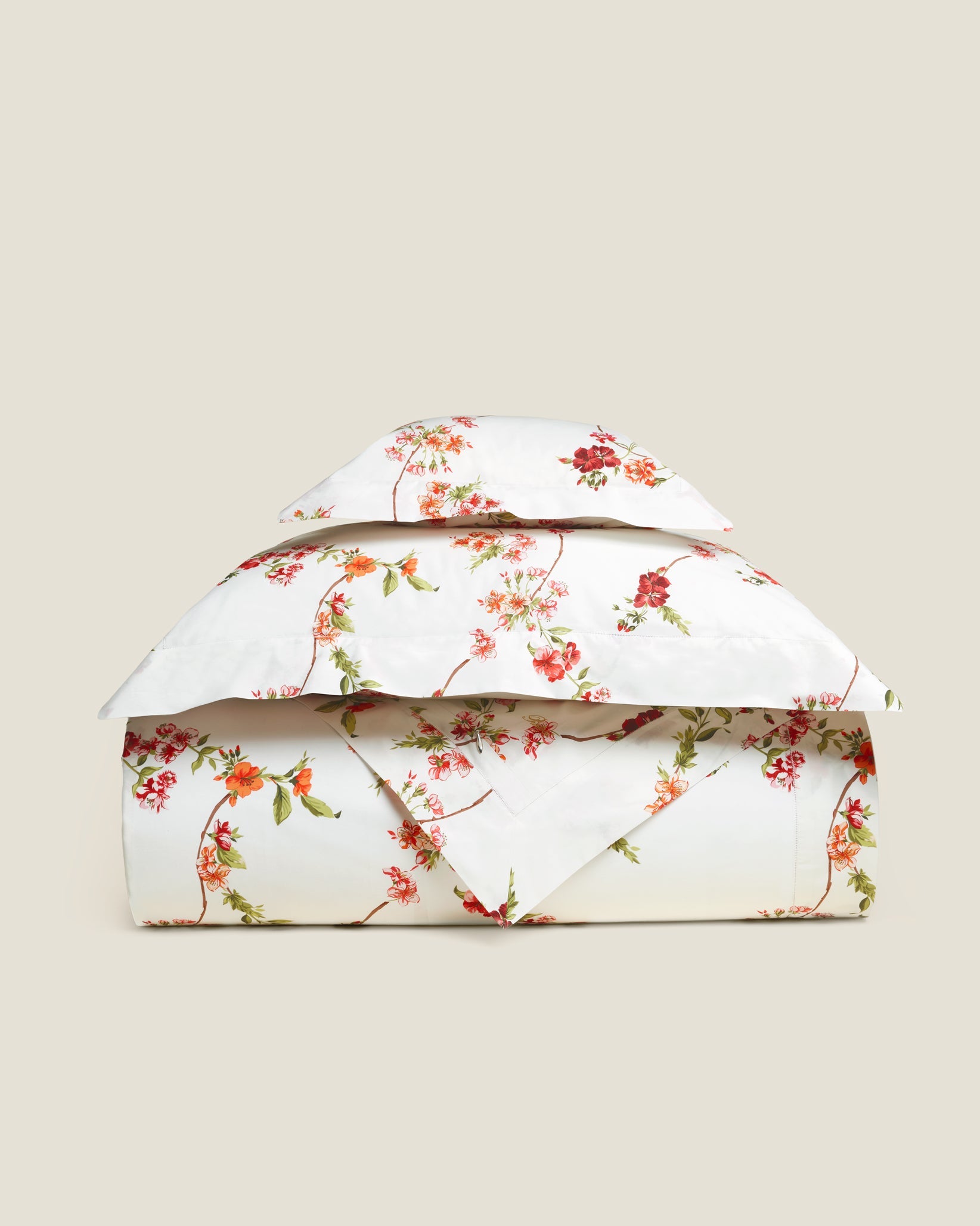 Fresia duvet cover stack in scarlet