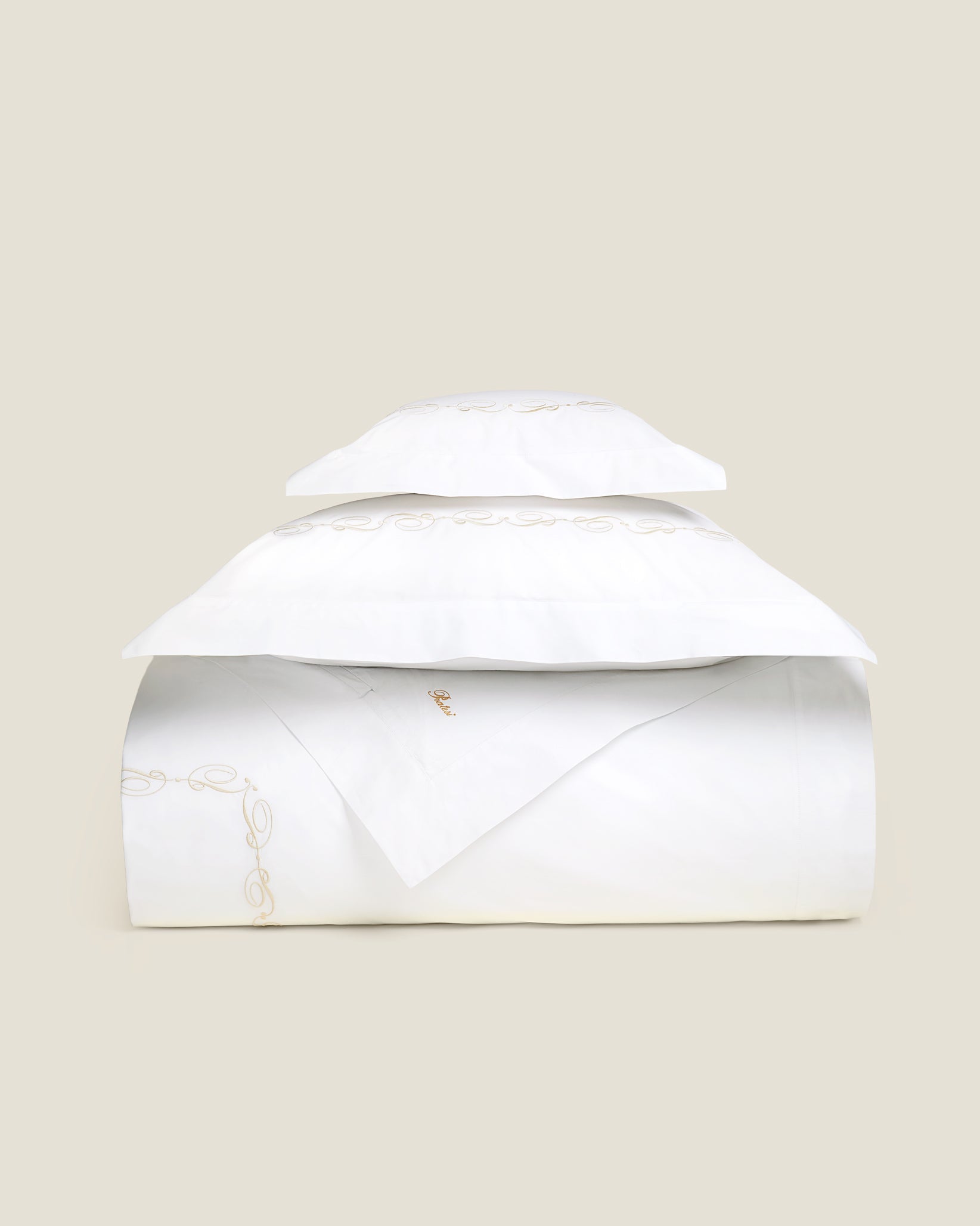 Icona duvet cover stack in white/beige