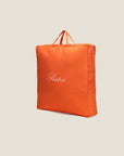 orange linen bag to store duvet cover