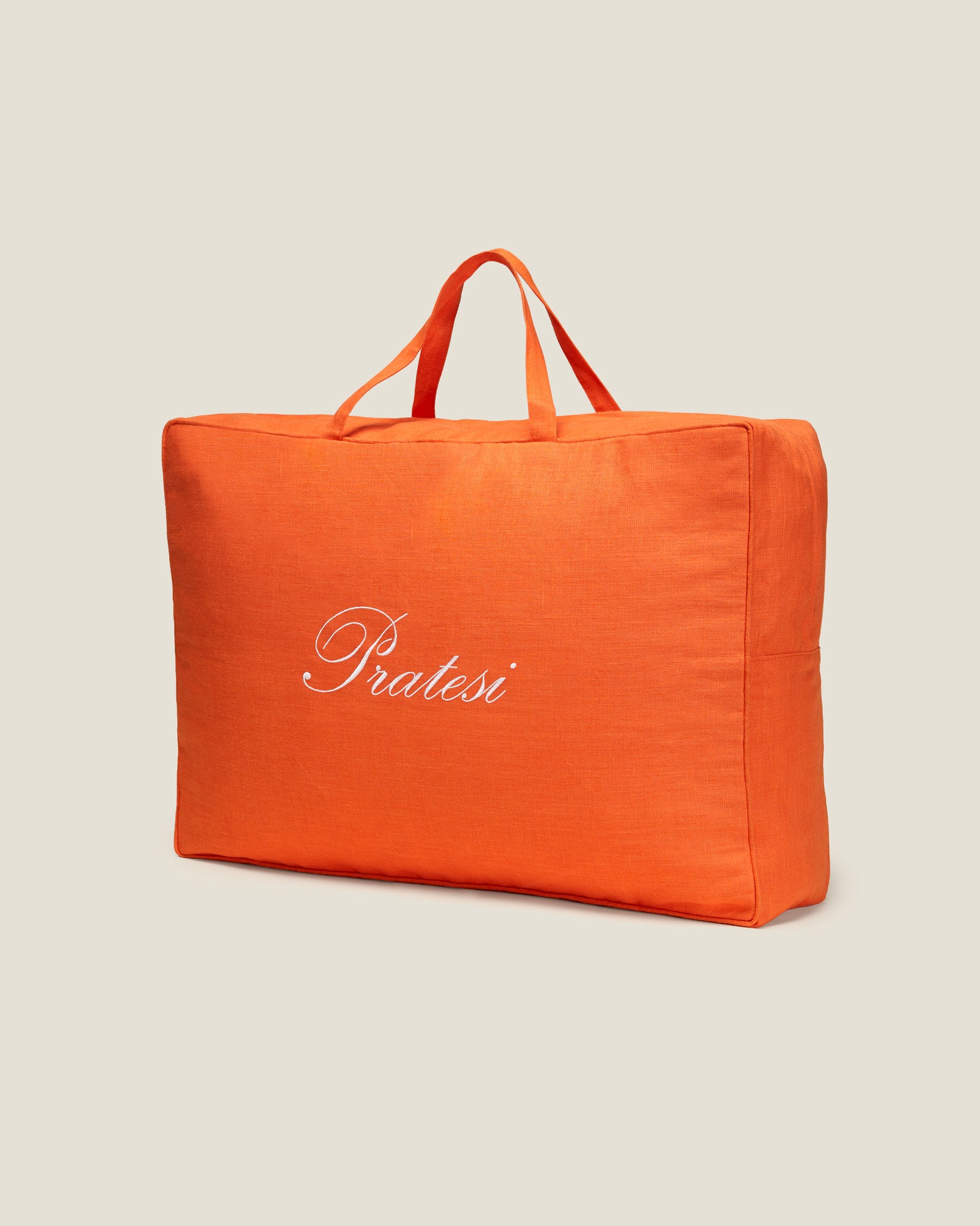 orange linen packaging for down pillow