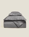 Raso Rigato duvet cover stack in charcoal