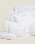 Raso Rigato queen, standard, boudoir and neckroll sham in white