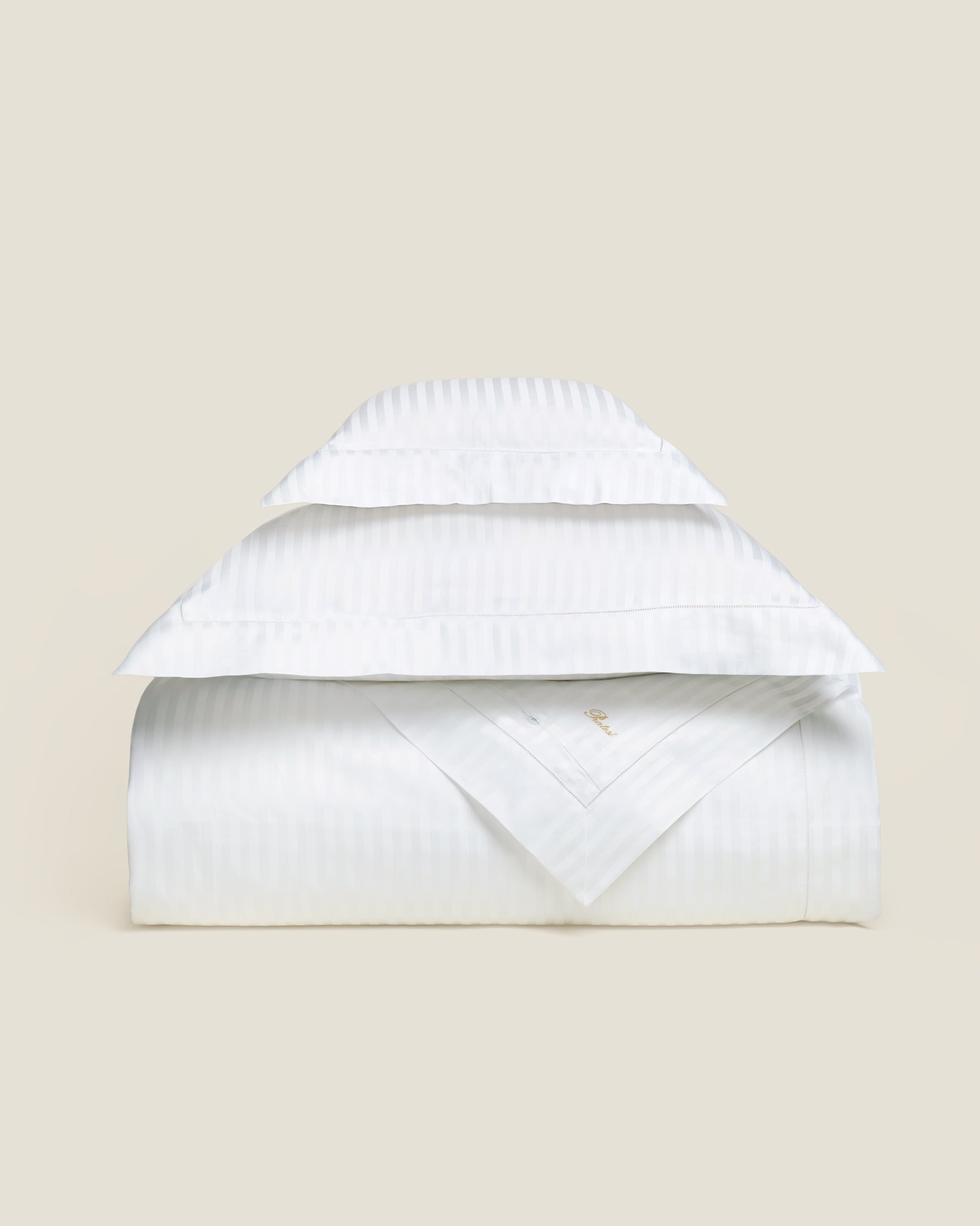 Raso Rigato duvet cove stack in white
