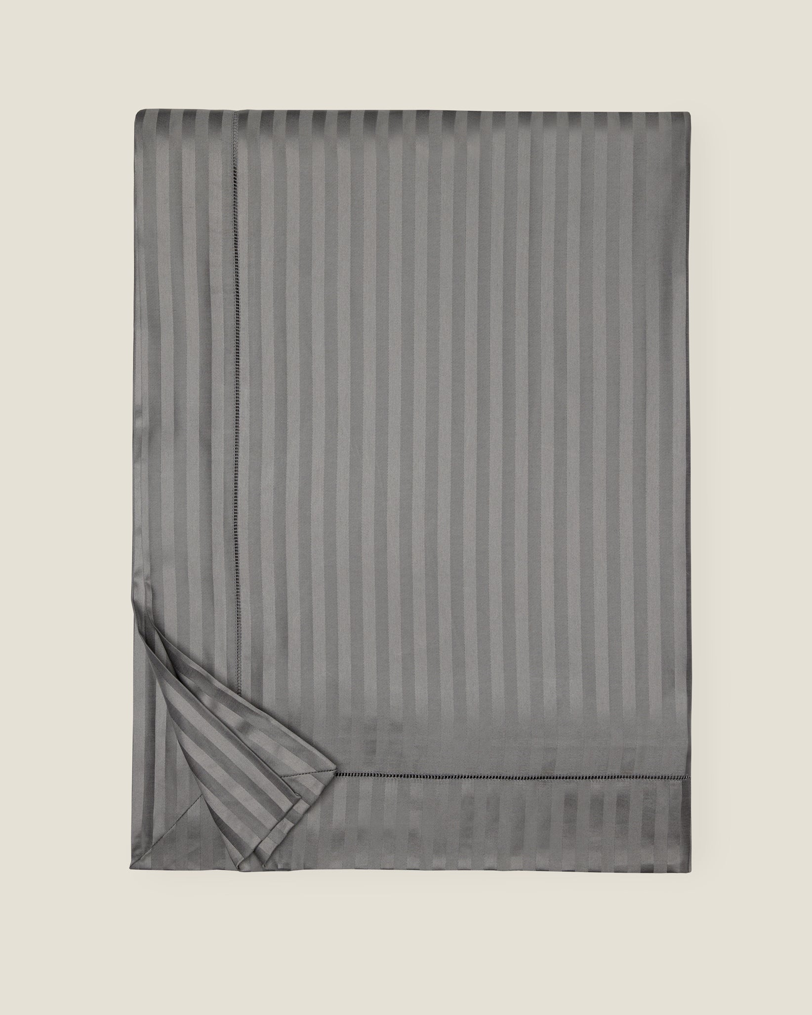 Raso Rigato duvet cover charcoal folded