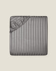 Raso Rigato fitted sheet in charcoal