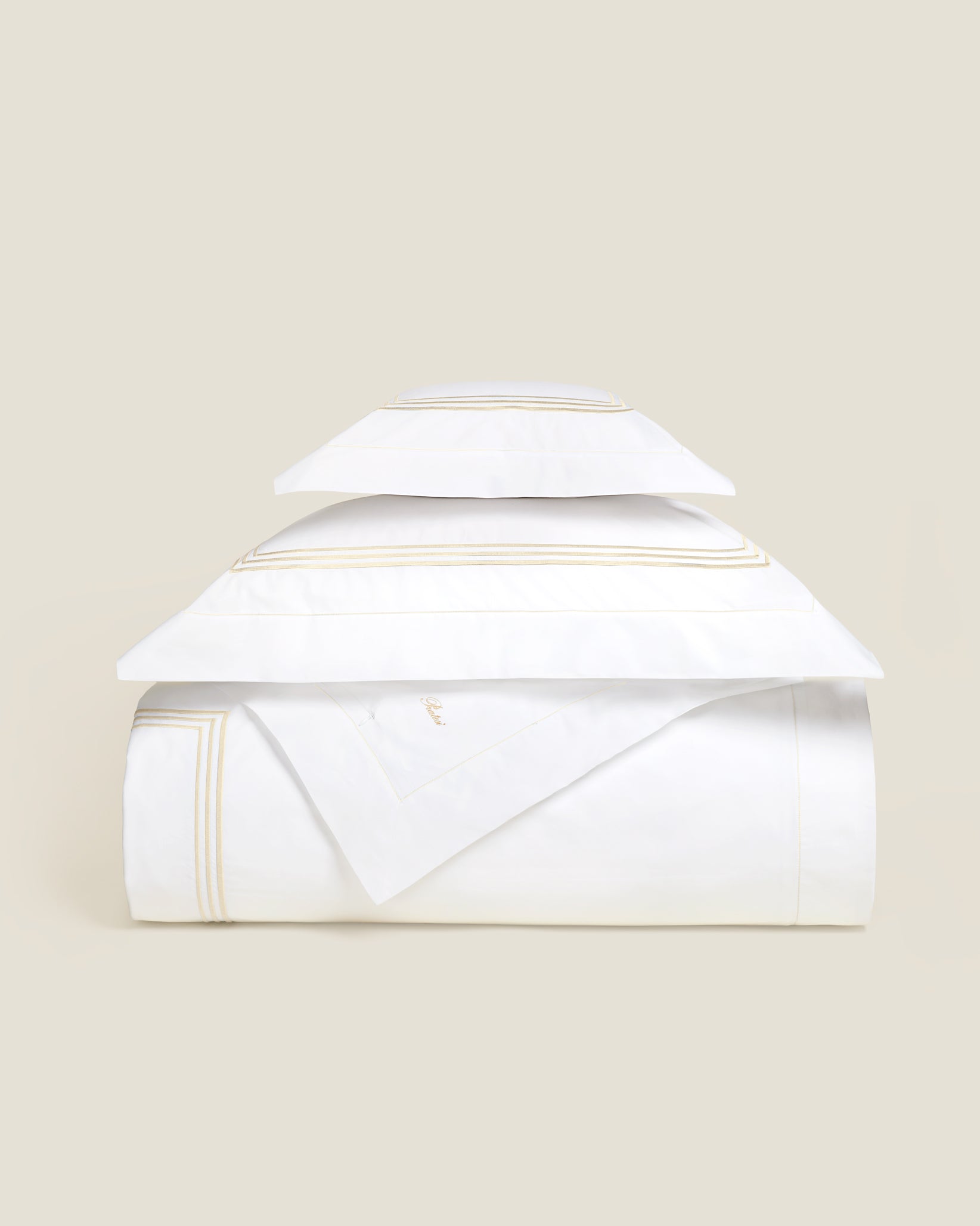 Tre Righe white/beige duvet cover stack