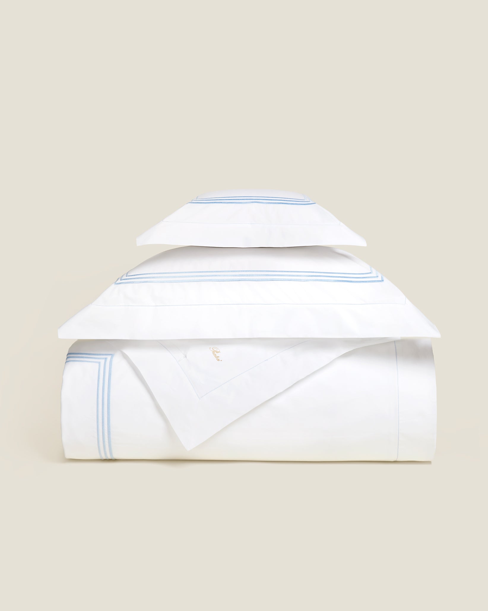Tre Righe duvet cover in white/medium blue stack
