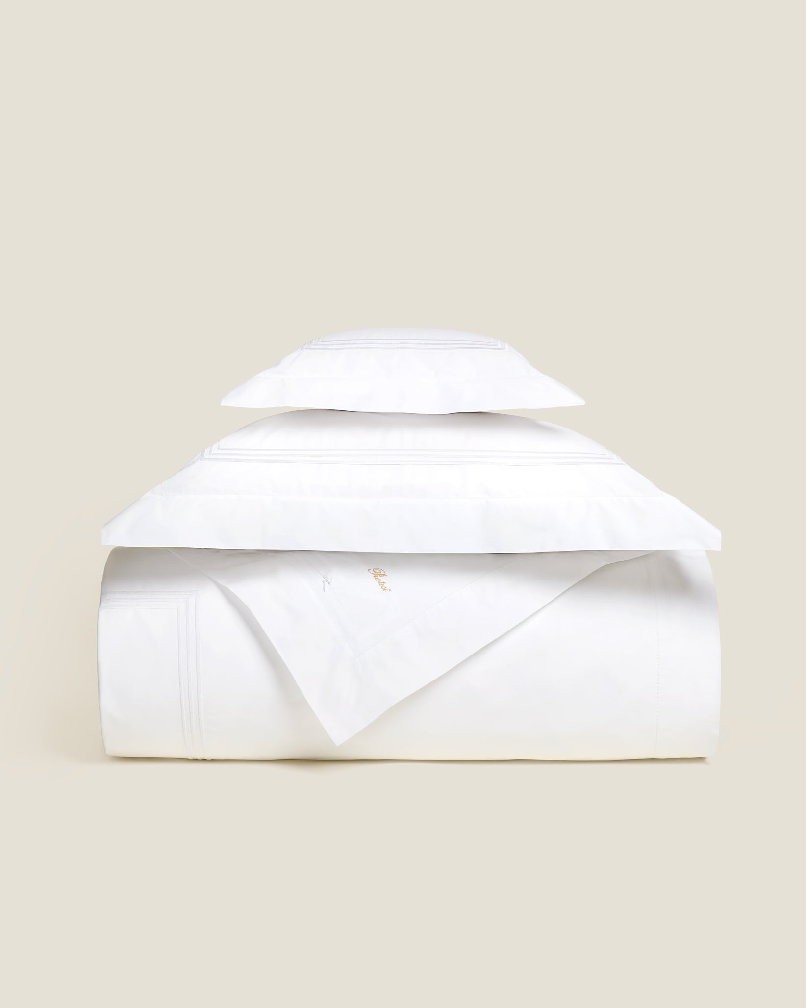 Tre Righe white/white duvet cover stack