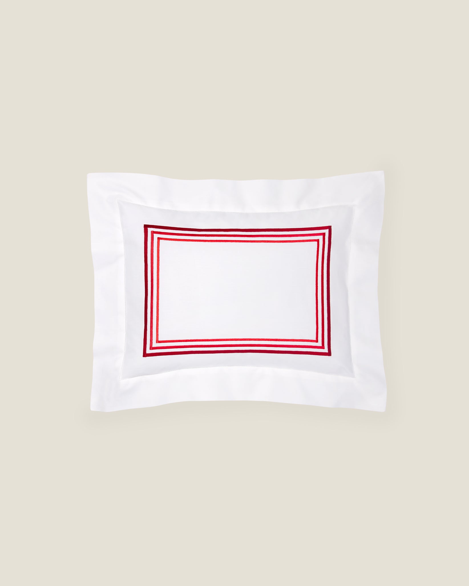 Tre Righe Ombre white/scarlet boudoir sham