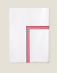 Tre Righe Ombre white/scarlet flat sheet folded