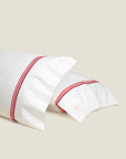 Tre Righe Ombre white/scarlet pillowcase pair