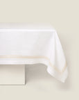 Tre Righe white tablecloth with beige stripe embroidery