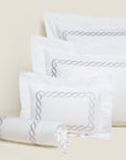 Treccia Moderno queen, standard, boudoir and neckroll sham in white/sterling