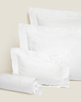 Treccia Moderno queen, standard, boudoir and neckroll sham in white/white