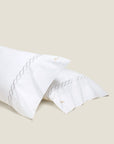 Treccia Moderno white/sterling pillowcase pair