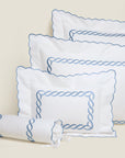Treccia white/light blue queen, standard, boudoir and neckroll sham