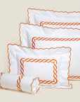 Treccia white/orange queen, standard, boudoir and neckroll sham