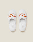 Treccia Slippers in white with orange embroidery