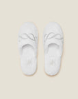 Treccia Slippers in white with silver embroidery