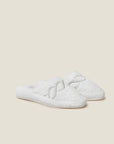 Treccia Slippers in white with silver embroidery