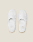 Treccia Slippers in white with white embroidery