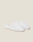 Treccia Slippers in white with white embroidery