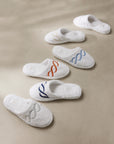 Treccia Slippers in all colors: white/navy, white/beige, white/silver, white/white, white/medium blue, white/orange