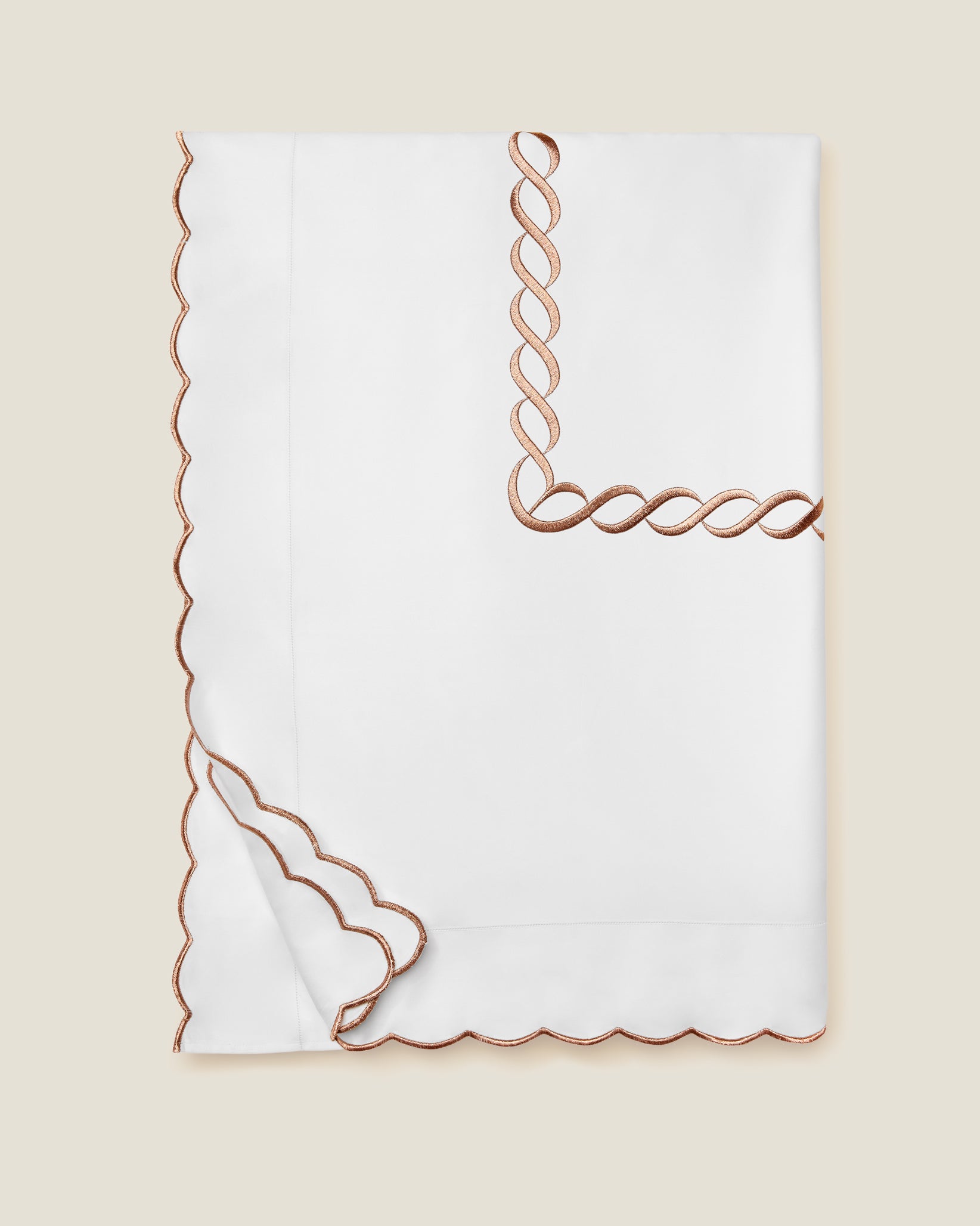 Treccia Splendore white/rose gold duvet cover folded