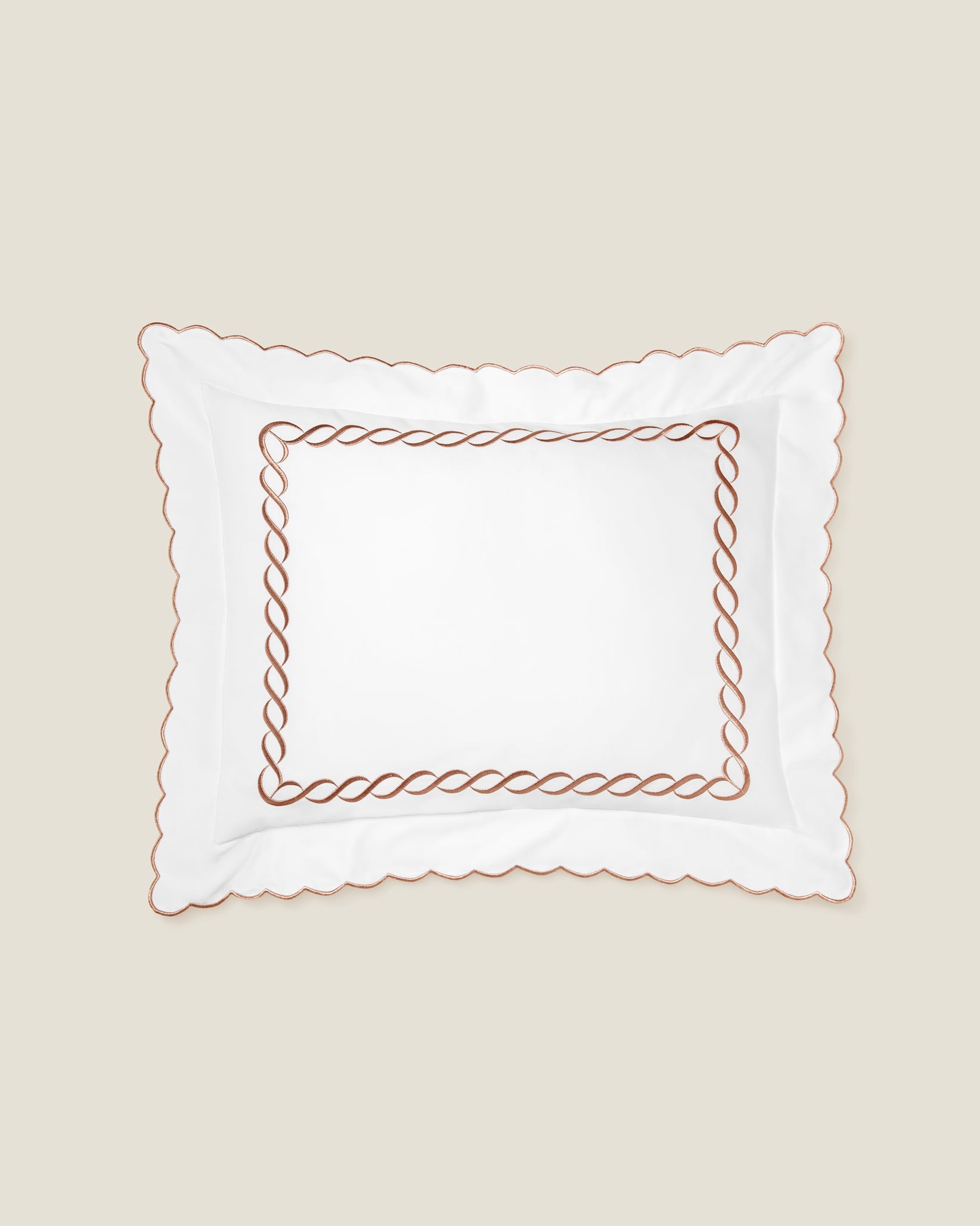 Treccia Splendore Standard sham in white/rose gold