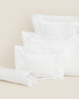 Treccia Splendore queen, standard, boudoir, and neckroll white/white sham