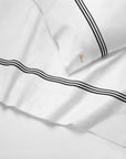 Tre Righe Splendore white/black flat sheet and pillowcase