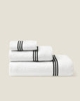 Tre Righe bath towel stack side angle white/black