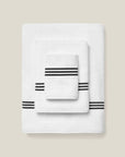 Tre Righe bath towel stack white/black