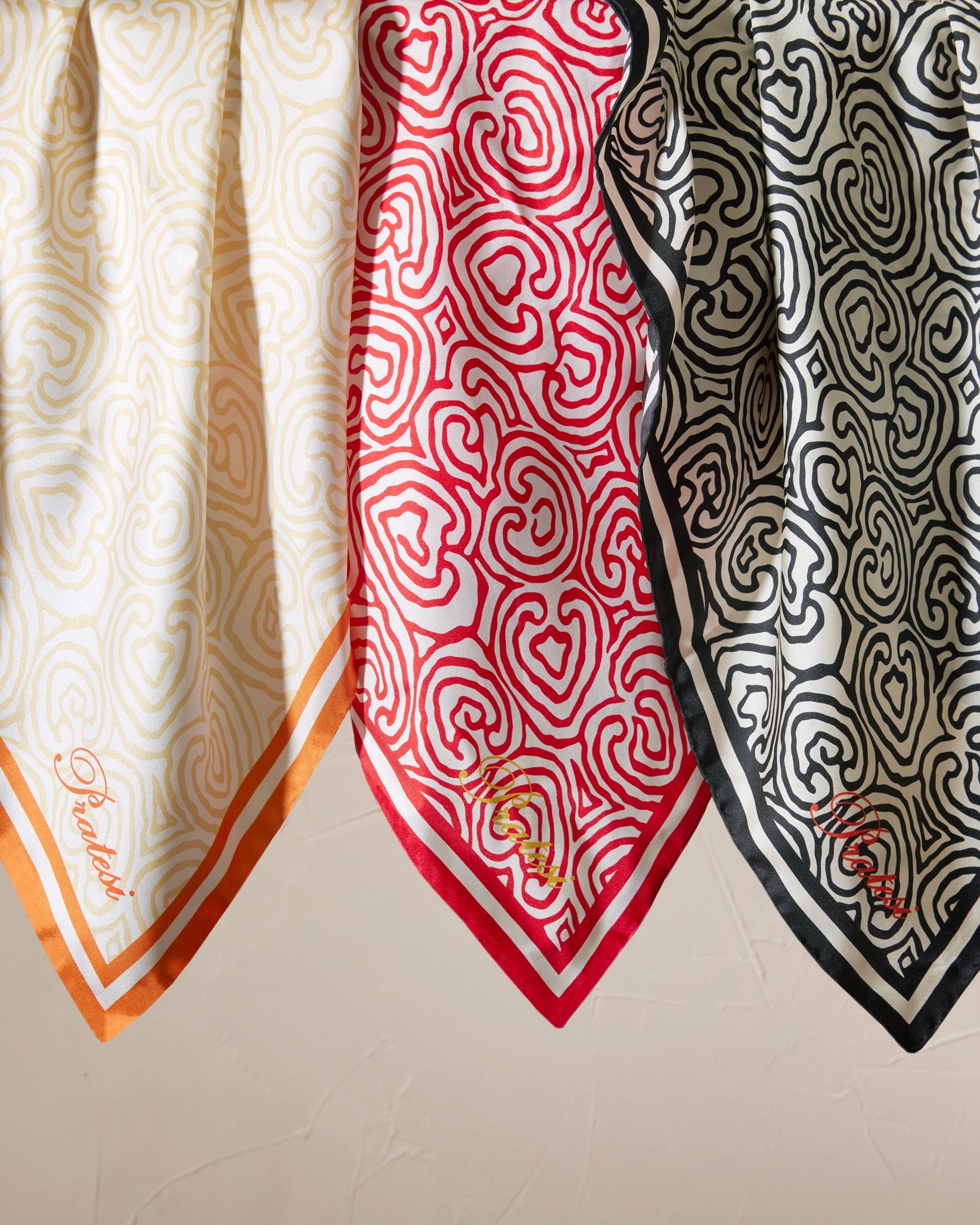 Cuore Scarves in Tan/Orange, Red/Red & Black/Black
