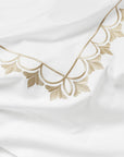 Arcata white/gold bed linens texture