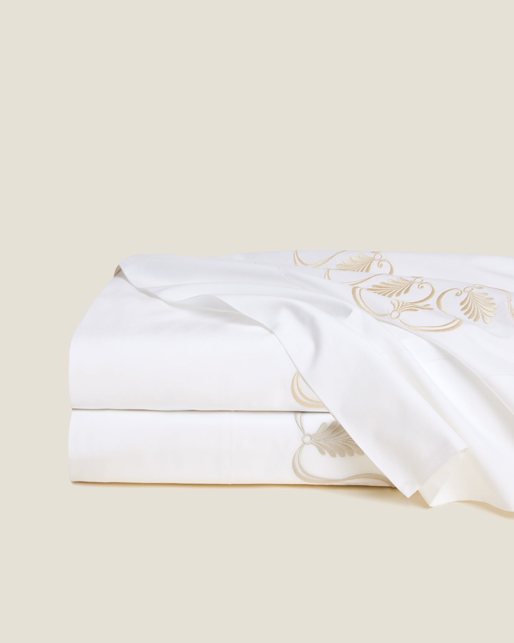 Paolina Flat sheet white/beige & white/sage stack
