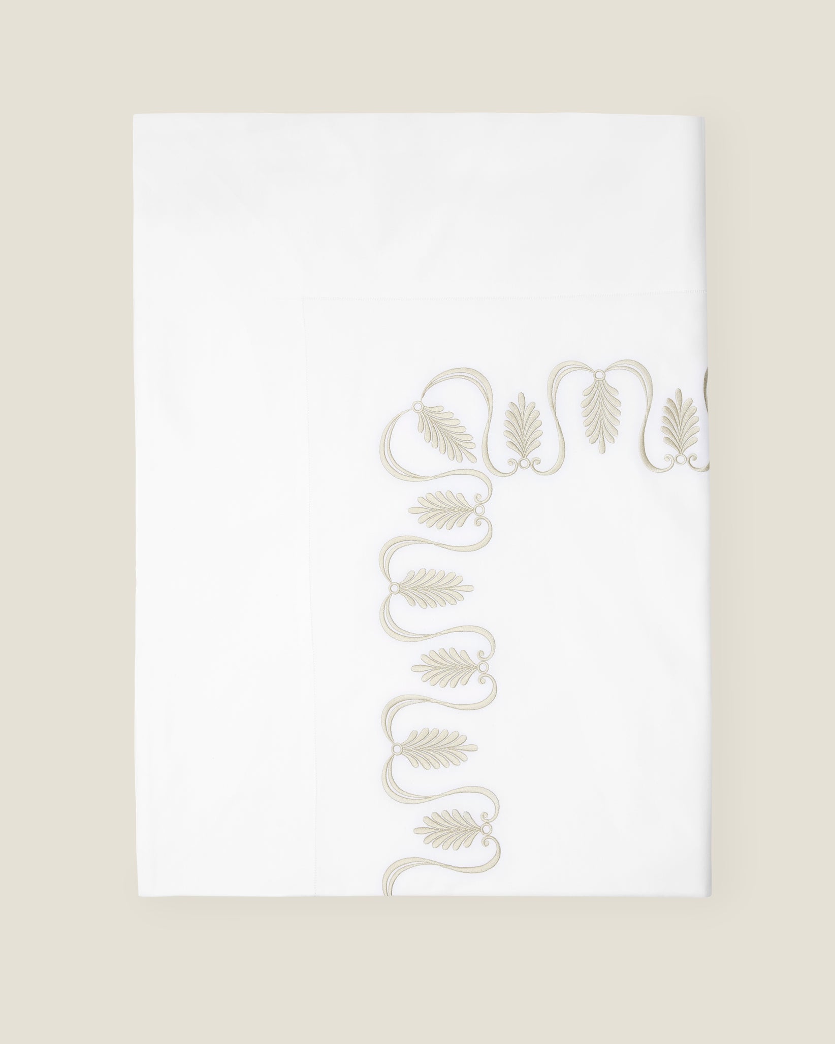 Paolina white/sage flat sheet folded