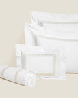 Tre Righe queen, standard, boudoir and neckroll sham in white/sage