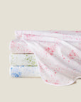 M'ama non M'ama flat sheet stack in pink, fern and medium blue