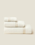 Tre Righe Ivory//Beige side angle towel stack