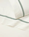 Tre Righe Ivory/emerald flat sheet and pillowcase