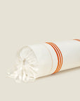 Tre Righe Ivory/orange neckroll sham corner details
