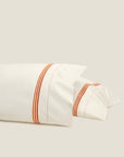 Tre Righe Ivory/Orange pillowcase pair