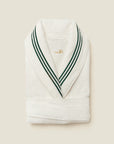 Tre Righe Ivory/emerald bathrobe folded