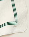 Tre Righe Ivory/emerald tub mat corner details